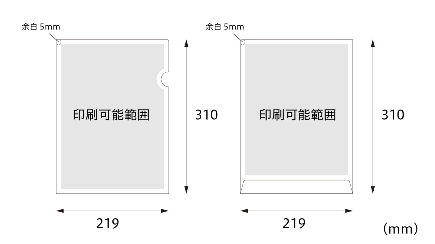 プレミアムタイプのサイズと印刷可能範囲